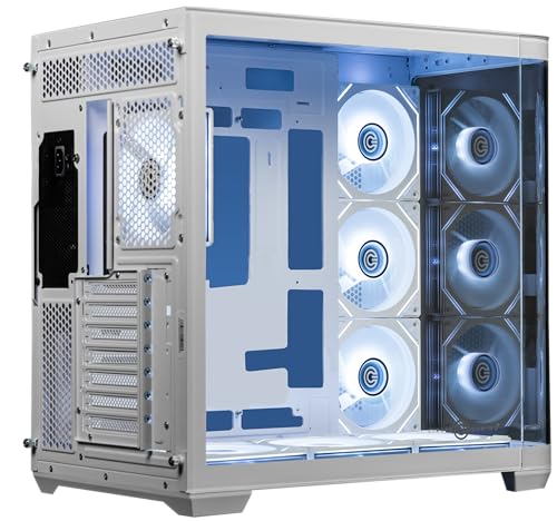 Image of Circle Lucid Curve AX BTF Mid Tower | Gaming Cabinet - White | Panoramic Curved Glass | Support ATX, M-ATX, ITX | Pre Installed 3X Front, 3X Bottom, 1X 120MM Infinity Mirror Fans