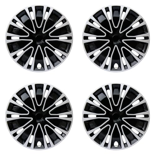 Image of Hubcap Wheel Cover Replacement R16 Hub Caps Universal-Fit Steel Wheel Rim Cover ABS Material Exterior Accessories for Car Truck SUV -Set of 4(16-inch,Silver-Black)