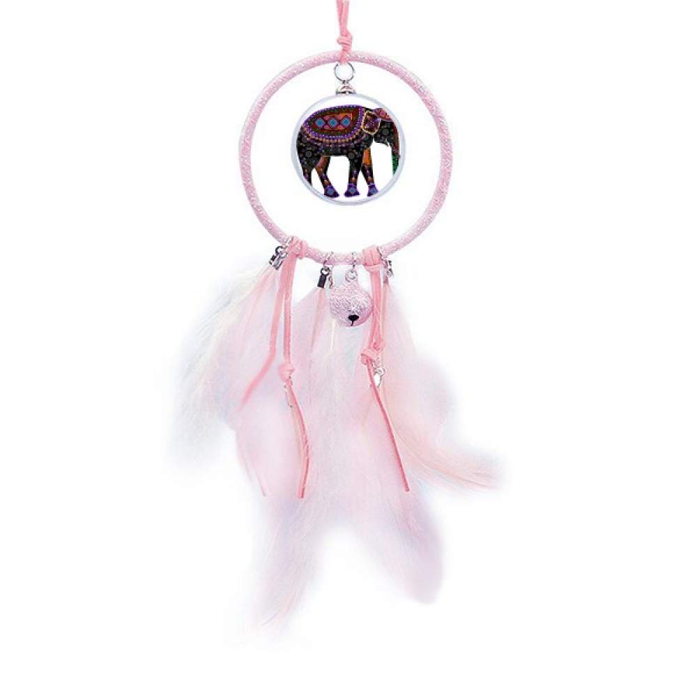 Atrapasueños de elefante boho con campana pequeña para pared de hogar