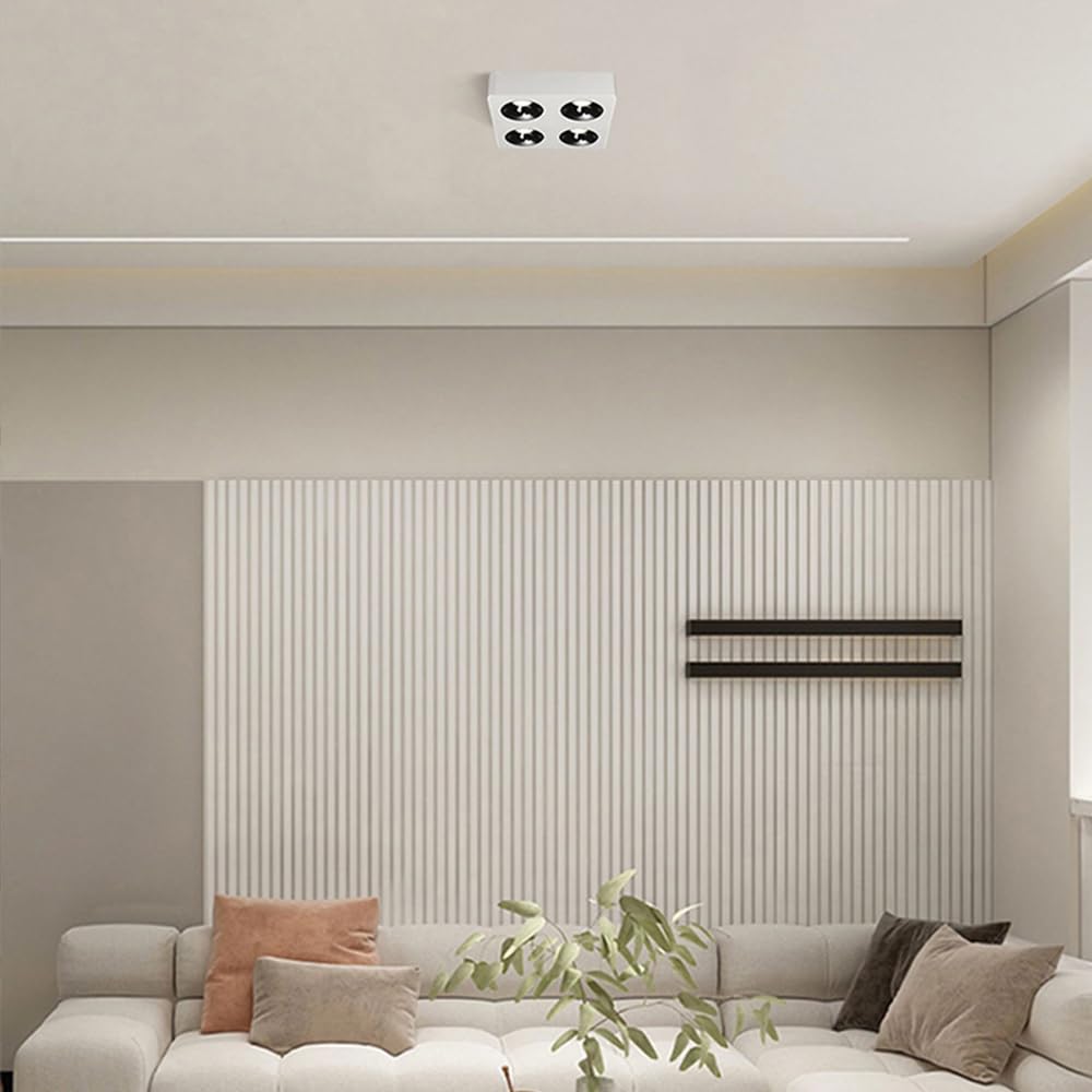 Wpuszczane oświetlenie punktowe, sufitowe oświetlenie punktowe, nowoczesna kwadratowa lampa sufitowa LED Downlight, oświetlenie punktowe montowane na powierzchni, kierunkowe reflektory 4-głowicowe ośw