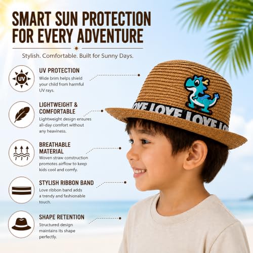 Image of VRITRAZ Baby Boy's and Girl's Kids Children Cute Printed Cartoon Gift Summer Fancy Dress Straw Fasion Hat Cap 1