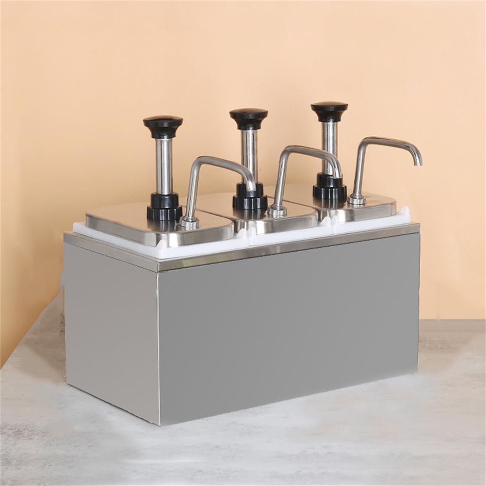 Estación de bombeo de condimentos de 4 cabezales, dispensador de salsa de acero inoxidable para jarabe de mostaza, botella de prensa manual para cocina, hogar, leche, tienda de té