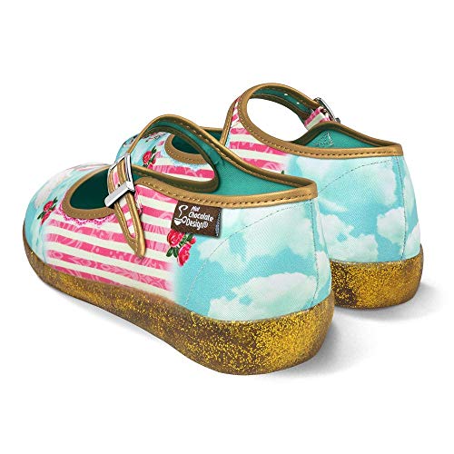 Image of Hot Chocolate Design Chocolaticas Funky Canvas Women's Mary Jane Flat Shoes, Corcel, 5 UK
