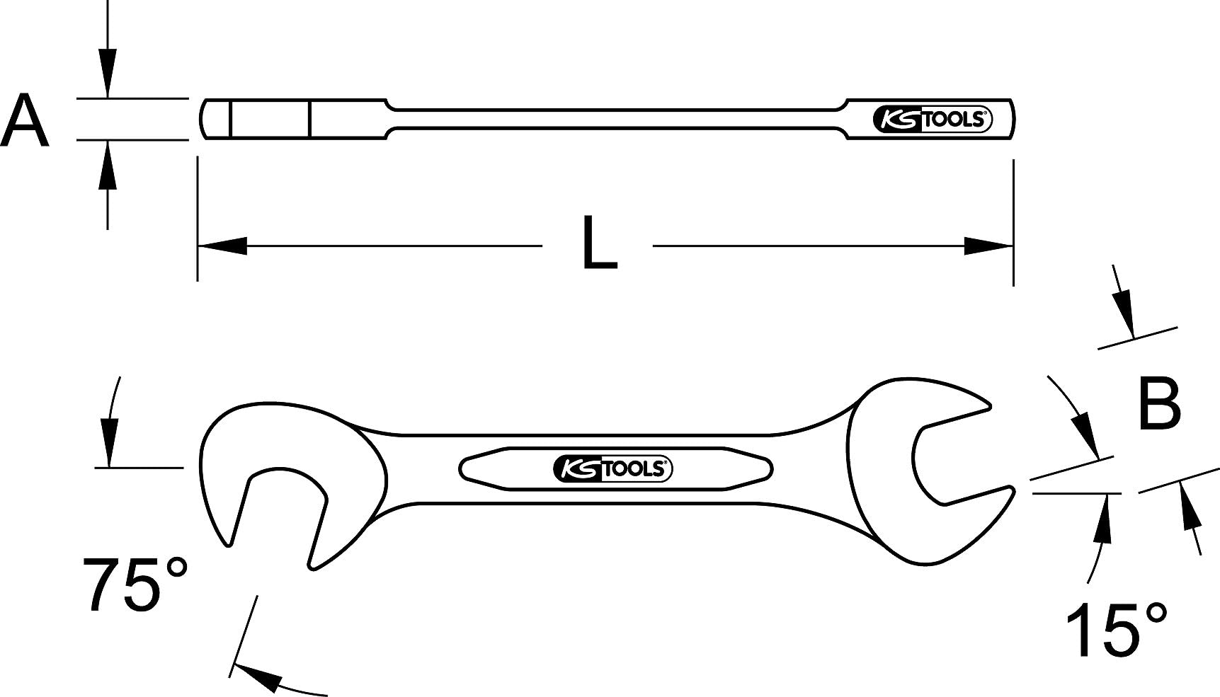 KS Tools 517.1750 Doppia chiave fissa,15°+75° 5mm