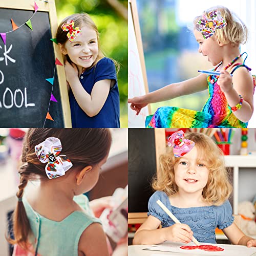Image of Whaline Hair Clip - 6Pcs Back to School Bow Hair Clips in Multi Color, Grosgrain Material, for Girls, Children, Teenagers, Hair Accessories