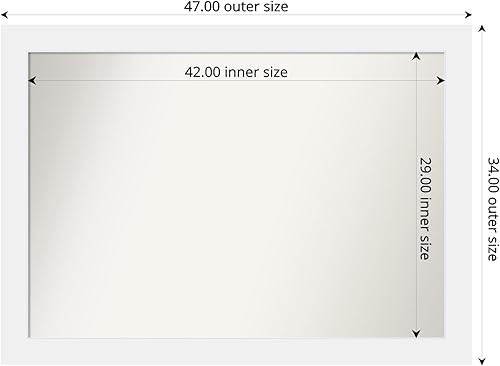 Miniatura 3 de Amanti Art Espejo personalizado, espejo de baño blanco Corvino, espejo de pared o espejo de tocador de baño sobre el fregadero (34 x 47 pulgadas),