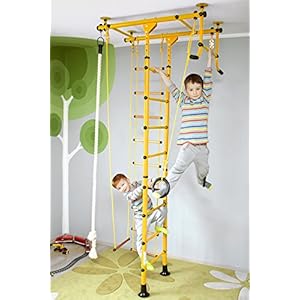 NiroSport FitTop M1 Klimrek, klimsysteem, met optrekstang, sporten, voor thuis, incl. turnringen, touwladder, trapeze
