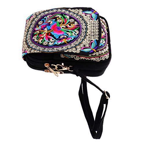 Homyl Bolsa de ombro feminina vintage Boho, bordada, 20 x 14 cm #1