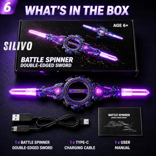 Image of Retractable Rechargeable LED Spark Sword, Double-Edged Spinning Sword, 7-Color Light Blade with Sound FX, Anime-Inspired Double Headed Katana for Roleplay, Telescopic Expandable Light Swords Toy