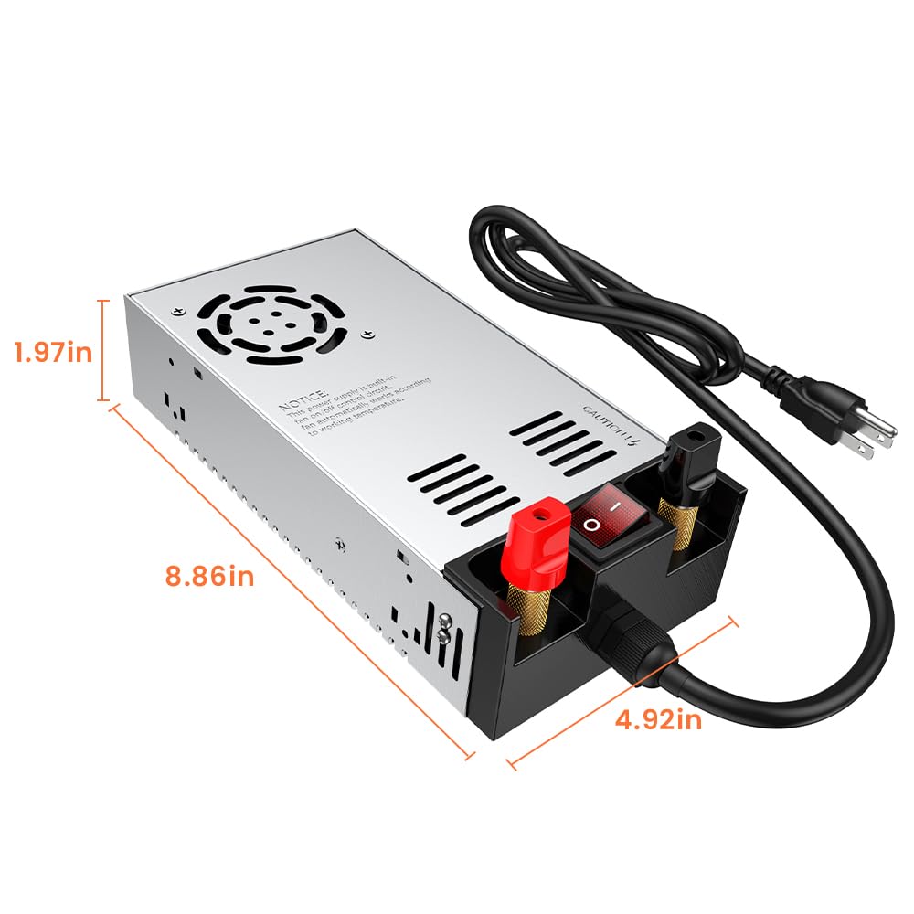 Denfix SMPS konwerter 110 V AC na 12 V DC, adapter zasilający, przełącznik, transformator, maks. 50 A, 600 W (z przełącznikiem)