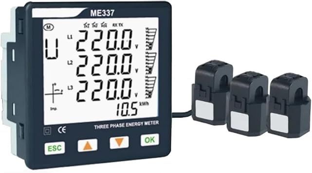 Transformer Energy Meter Energy Consumption Meter AC220V Panel Type Multifunctional 3 Phase Electricity Meter with Current Transformer 50A 100A 150A 200AMeter with 50a Ct