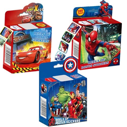 3 Pack Kids Sticker in 30 Designs,600 Pcs 1-1/2 Inch Self Adhesive Label Roll Stickers for Kids and Teacher