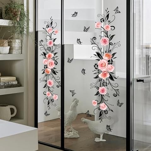 Runtoo Floral Window Cling Decals for Home Cover