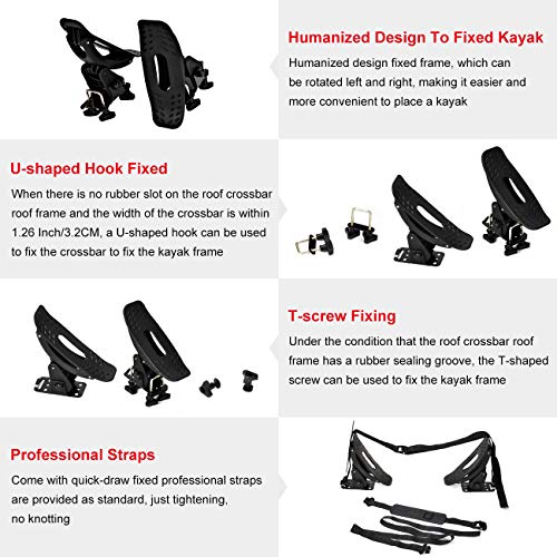 ALAVENTE Saddles Kayak Carrier Boat Surf Ski Roof Top Mounted on Car SUV Crossbar, Universal Kayak & Canoe Car Racks