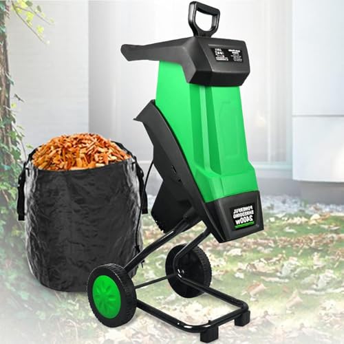 Trituradora Hojas Eléctrica Jardín, Trituradora Hojas Compost 2400 W Con Ruedas, Bolsa Almacenamiento, Guantes, Trituradoras 4500 Rpm, Diámetro Embudo 39 Cm, Para Limpieza Jardín, Compostaje