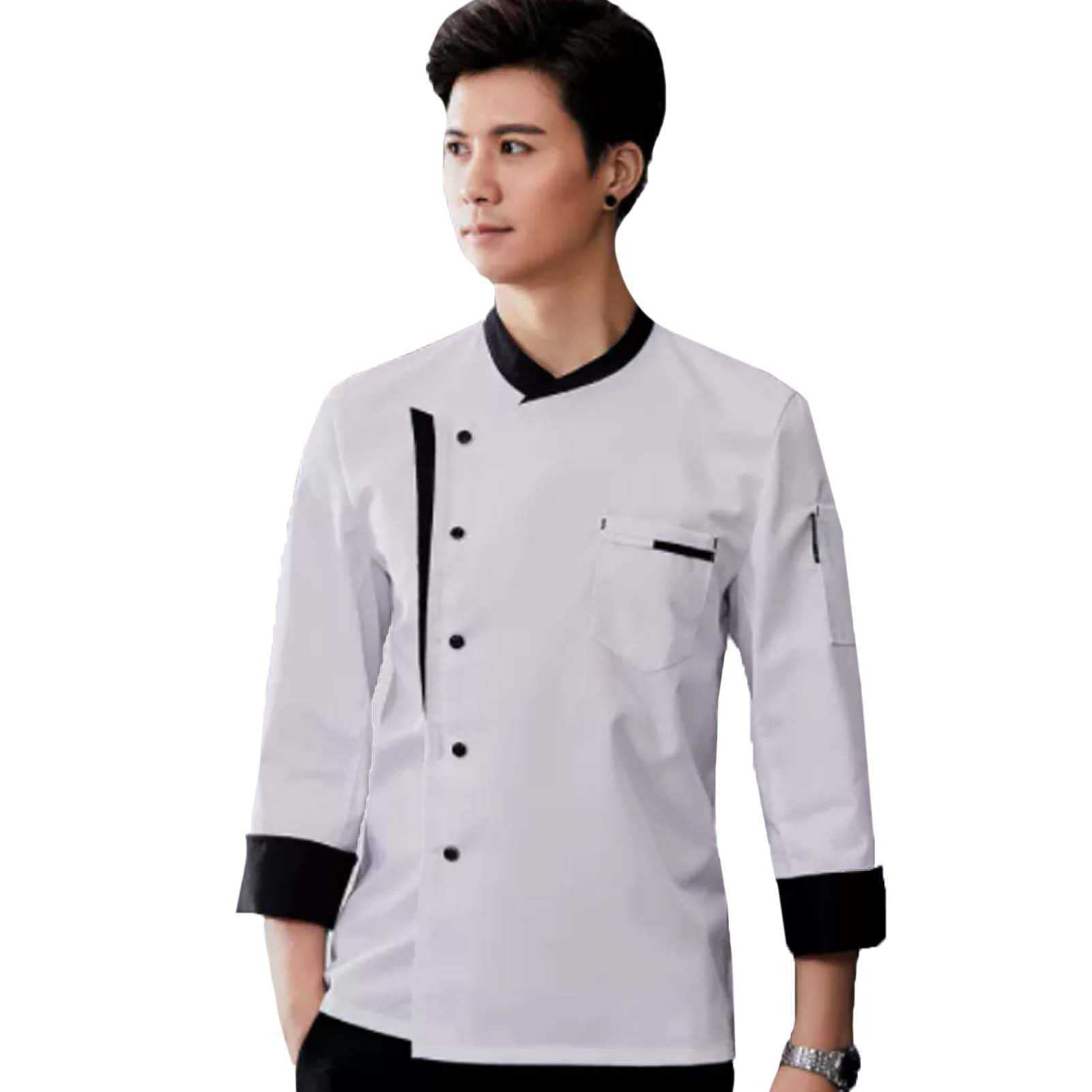 FAXIOAWA Giacca da Cuoco Professionale, Giacca da Cuoco con Colletto alla Coreana Traspirante, Uniforme da Cucina, Ristorante, Resistente all'Usura