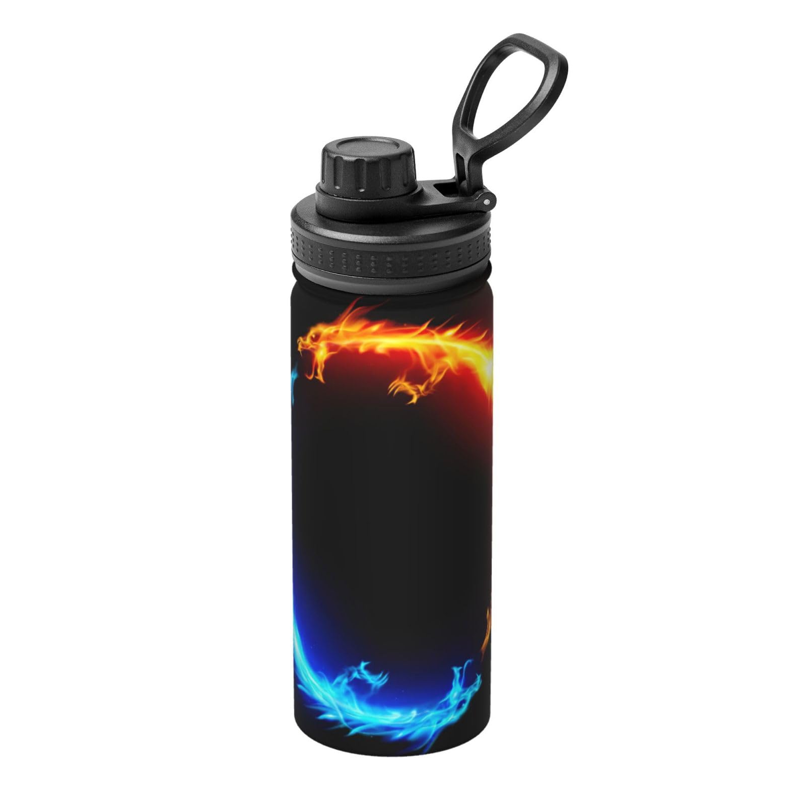 Fire and Ice Dragons Print 18 Oz Stainless Steel Vacuum Insulated Water Bottle Double Walled Thermos Proof Sports Flas