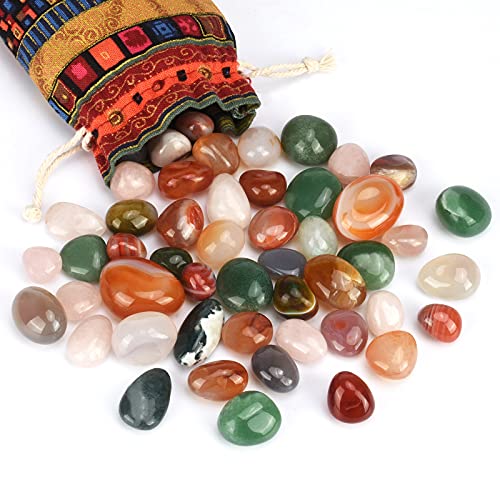Piedras semipreciosas - Aproximadamente 50 piezas de diferentes tamaños (1,3-3,1) cm - Piedras preciosas coloridas naturales para niños para fines de decoración, brujas/objetos, etc