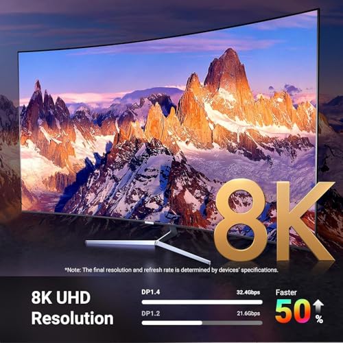 Image of Tobo 8K Bi-Directional USB C To DisplayPort Cable 1.8m [ 8K@60Hz, 4K@144Hz ] DP 1.4 To USB4 Type C Adapter For Thunderbolt 3 /4 M-Book Pro Air M4 Phone 16 15 Pro Pad XPS 13 /15 S25 Ultra G8 G9 TD-1520CC