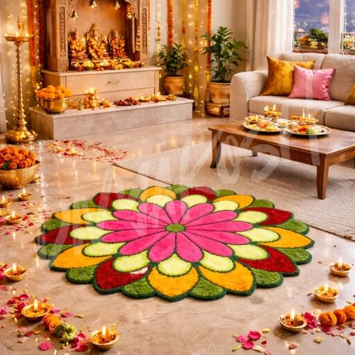 Image of Divyakosh Items for Home Decoration, Artificial Flower Hangings (Yellow) (Flower Mat)