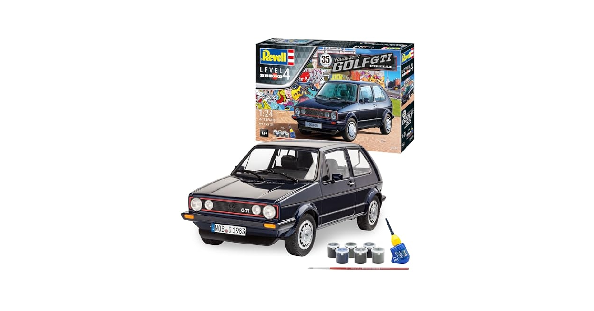 Amazon.com: Revell Model Kit - VW Golf 1 GTI Pirelli Car 35