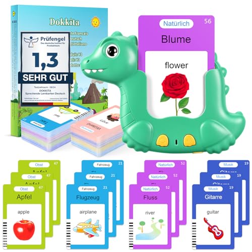 510 W&ouml;rter Sprechende Lernkarten Deutsch F&uuml;r Kinder, Lernkarten Kinder ab 2, Sprechen Lernen Deutsch Englisch Mit 3 Sprachmodi, W&ouml;rter Lernen Vorschulkinder Geschenk F&uuml;r Jungen M&auml;dchen-Gr&uuml;n
