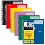 Five Star Interactive Notetaking Spiral Notebooks, 6 Pack, 1 Subject, College Ruled Paper, 11