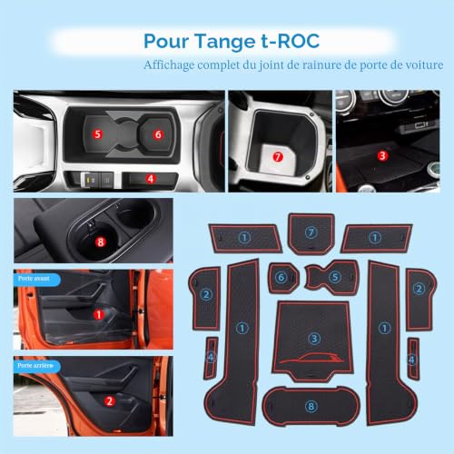 Tapis en caoutchouc de porte-gobelet T-ROC protégeant des rayures - 7