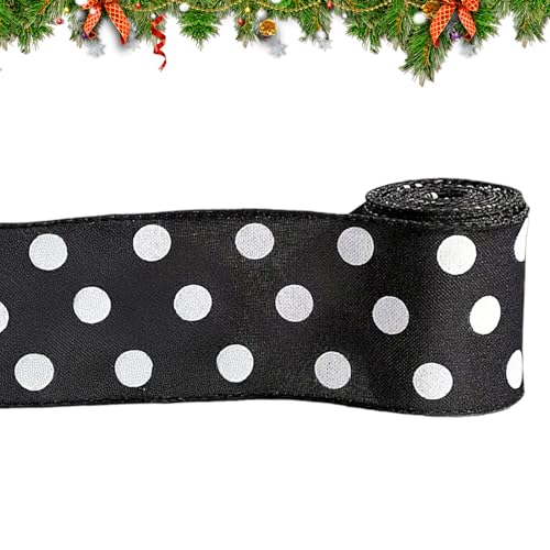 ブラックアンドホワイト ワイヤー入りリボン, 季節の ホームデコレーション, DIY ボウメイキングリボン, マントルピース 階段 テーブル ドア ポーチ ウェディング パーティー フェイバーズ スクラップブッキング ボウメイキング フォトバックドロップ用