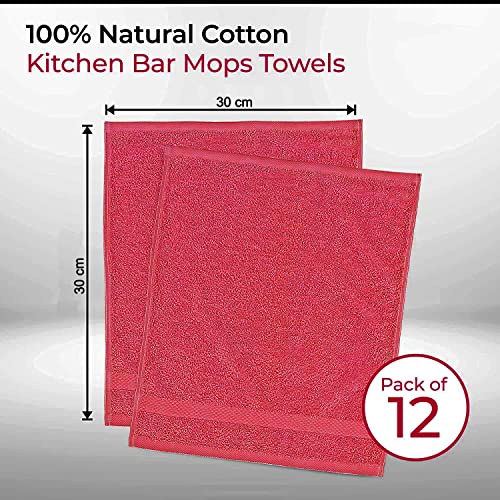 Wholesale Trade Dealz 12 X Face Cloth Flannels (30 x 30 cm-600GSM) 100% Egyptian Cotton Wash Cloths Quick Dry & Absorbent Towel Set for Gym,Spa,Golf (Hot Pink - Image 3