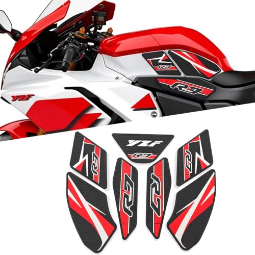Image of for YZF-R7 yzfr7 2026 New Accessories Fuel Tank Anti-Slip Stickers Side Guards Knee Anti-Slip mats Protective Stickers 7-piece Set Rubber Fuel Tank Stickers Tank Pads Tank pad Gas (2026 Red)