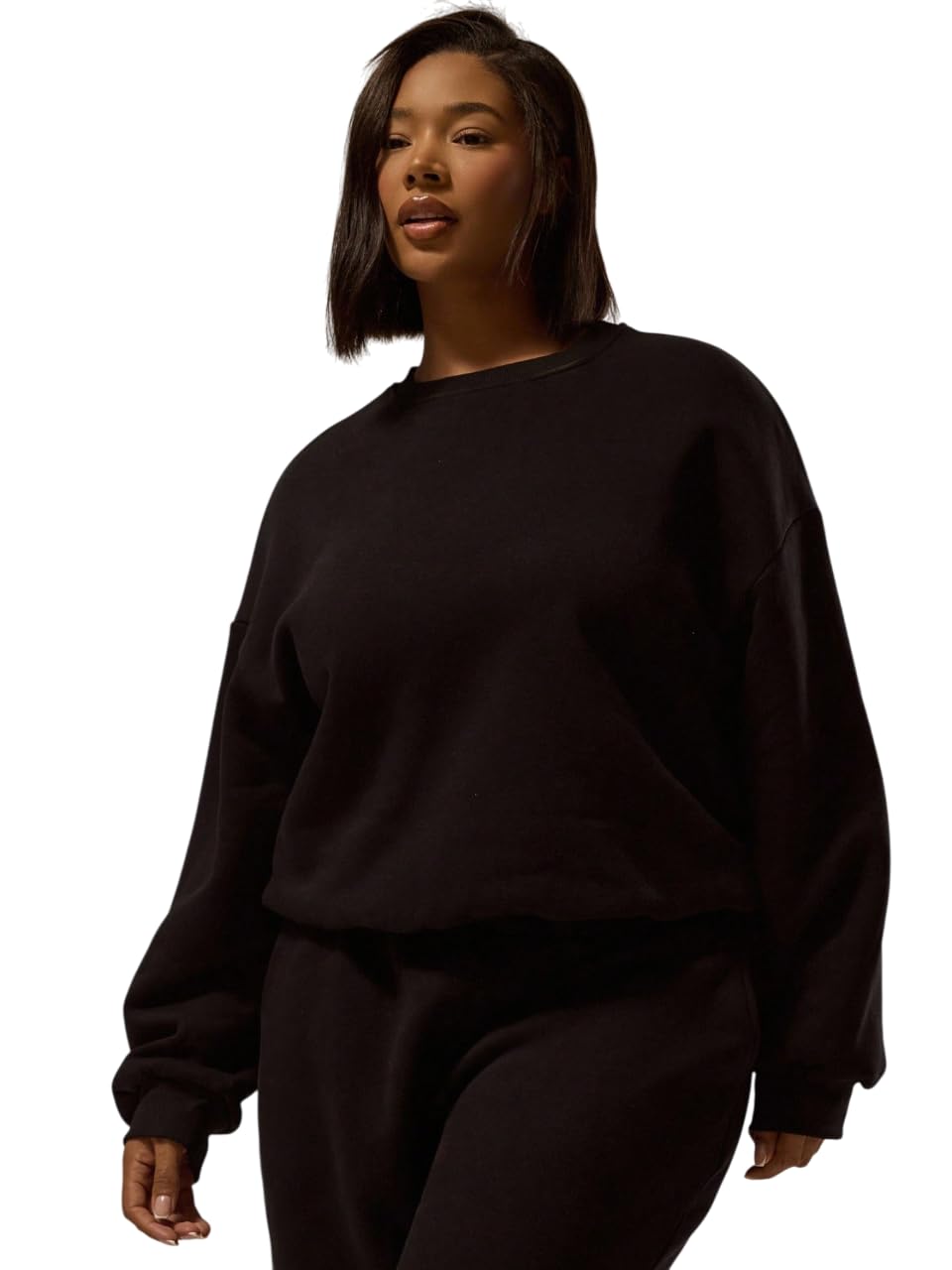 dockstreet Women's Blended 100% Cotton and Fleece Blend Oversized Fit® Baggy Fit Drop Shoulder Cool and Stylish SweatshirtFLECBlackN-Black||2510||WMN||2XL-picture-27