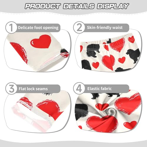 Black Dog Heart Girls Leggings Soft Stretch Workout Yoga Dance Pants for Kids Casual Tights3