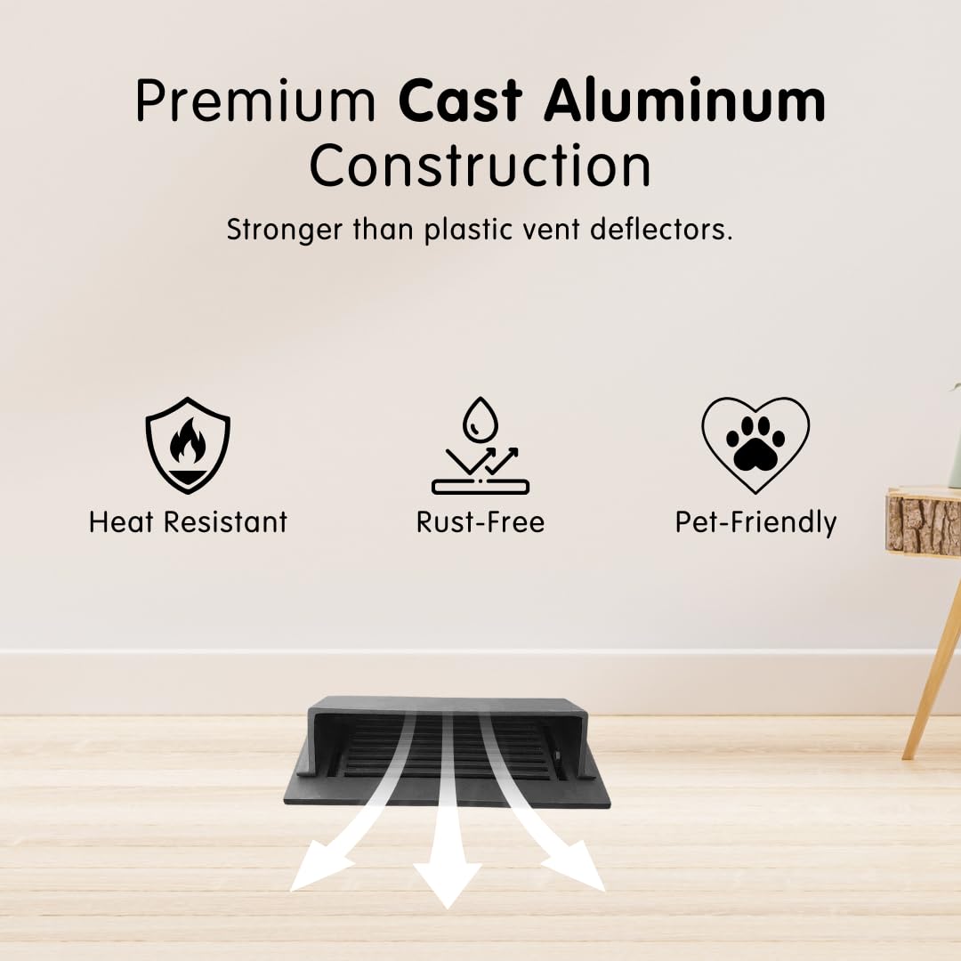 PRIMA Dome Floor Vent Deflector – 4x14, Heavy Duty Cast Aluminum, Powder Coated, Redirects Airflow Around Furniture