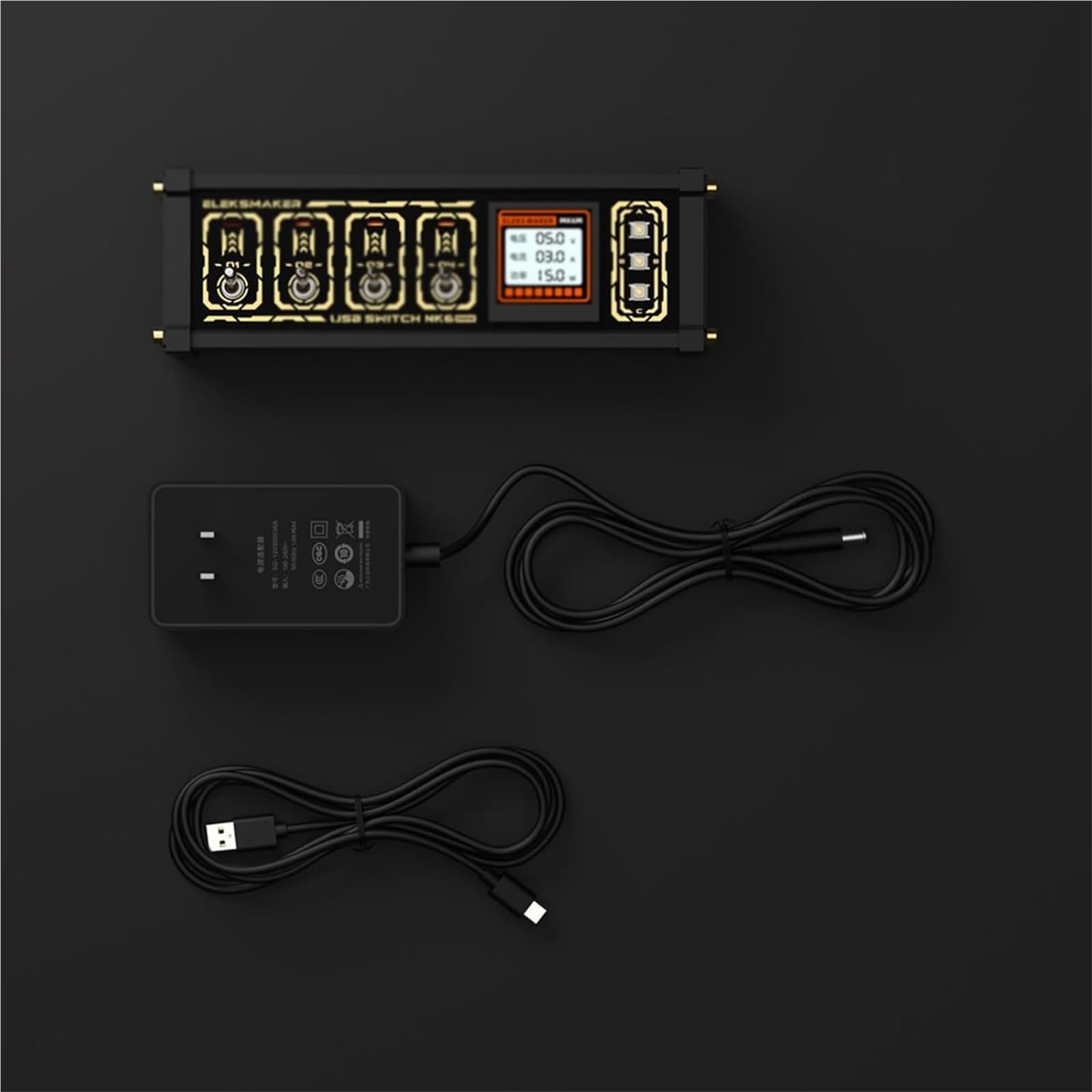 Docking station USB a 8 porte, splitter USB C a 8 porte, controller desktop retrò, dispositivi di condivisione, controllo indipendente, interruttore a pulsante, con display, for il collegam.