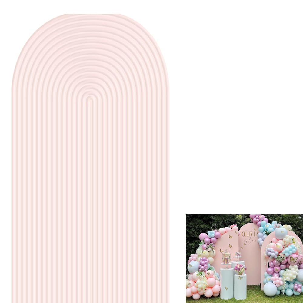 Haploquest 2D Printed Ripples Party Arch Cover, Round Top Frame, Stretchy Cover for Party Decoration, Light Pink459, 6x2.6ft, Spandex, Wedding,