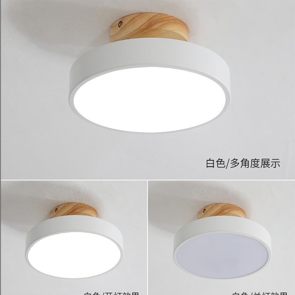 Plafonnier Luminaire Nordique LED, Plafonniers Led Modernes Ronds En Bois Intérieur Ø18cm IntéRieur 13W métal Pour d'enfant chambre à coucher Salon Cuisine Salle À Manger Couloir Bureau (Blanc(13W))