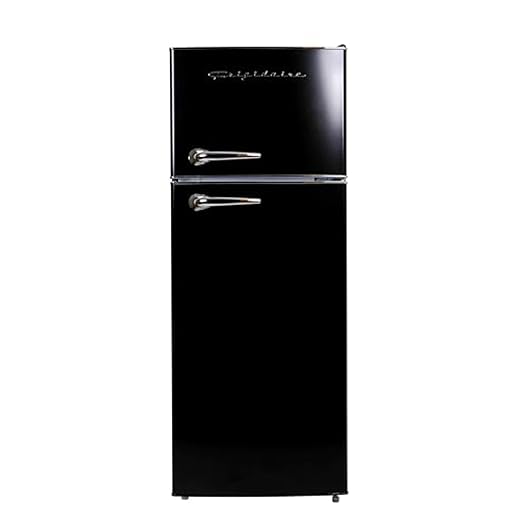 Frigidaire EFR786 Retro Apartment Size Refrigerator with Top Freezer - 2 Door Fridge with 7.5 Cu Ft of Storage Capacity, Adjustable Spill-Proof Shelves, Door & Crisper Bins, Black