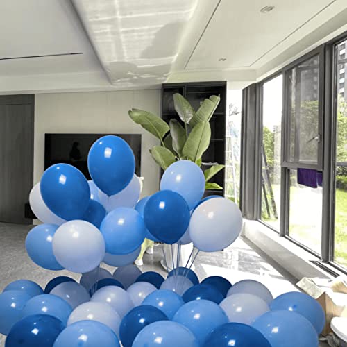Image of 300 Pack Blue and White Balloons 100 of each of the 3 colors 12 inch White Blue Light Blue Latex Party Balloon Bulk for Various Party Events Decorations