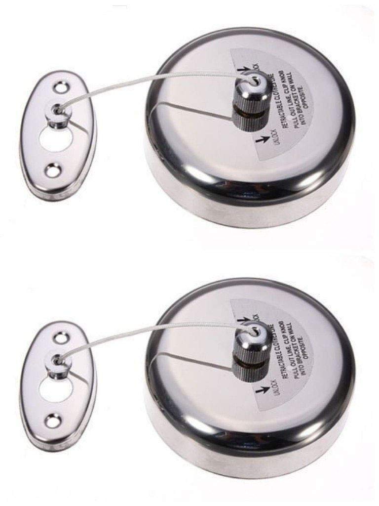KKDStainless Steel Retractable Clothesline, Cloth Drying Rope for Clothes Drying, Adjustable Lockable Hanging Washing Line (Pack of 2)
