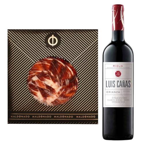 Pack Vino Rioja - Jamón de Bellota 100% Ibérico Maldonado Cortado a Mano 100g + Vino Tinto Luis Cañas Crianza magnum 1.5 Litros