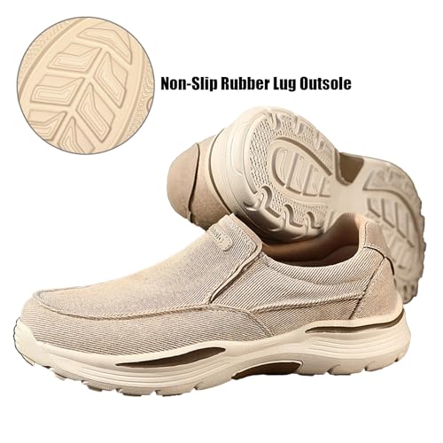 Men's Canvas Platform Arch Support Loafers Comfortable Non Slip Thick Flat Sole Slip-On Width Toe Box Casual Orthopedic Driving Work Walking Shoes3