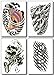 Temporary Tattoos For Men Guys Boys & Teens - Fake Half Arm Tattoos Sleeves For Arms Shoulders Chest Back Legs Eagle Snake Owl Skull Cyborg Carp Fish Realistic Waterproof Transfers 8 Sheets 8x6