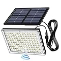 JACKYLED Solar Lights Outdoor with Motion Sensor, 113LED Cool White Solar Flood Lights, Waterproof Dusk to Dawn Solar Powered Security Spot Lights for Porch Patio Yard Garage, 1 Pack