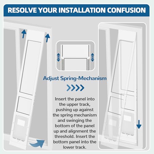 Elevon-Dog-Door-for-Sliding-Glass-Door-Doggie-Door-Insert-with-Magnetic-Closing-Latch-Plate-Adjustable-Height-75-83-Slider-Height-Patio-Pets-Door-for-Dogs-No-Cut-Install-White Elevon Dog Door for Sliding Glass Door Doggie Door Insert with Magnetic Closing Latch Plate Adjustable Height 75 83 Slider Height Patio Pets Door for Dogs No Cut Install White