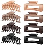 Premium Matte Finish: Each package contains two styles of claw clips, a total of 8 pieces. All are made by soft matte rubber coating and powerful metal spring, big hair clips are non slip and won't shatter easily, can grip your hair tightly without s...
