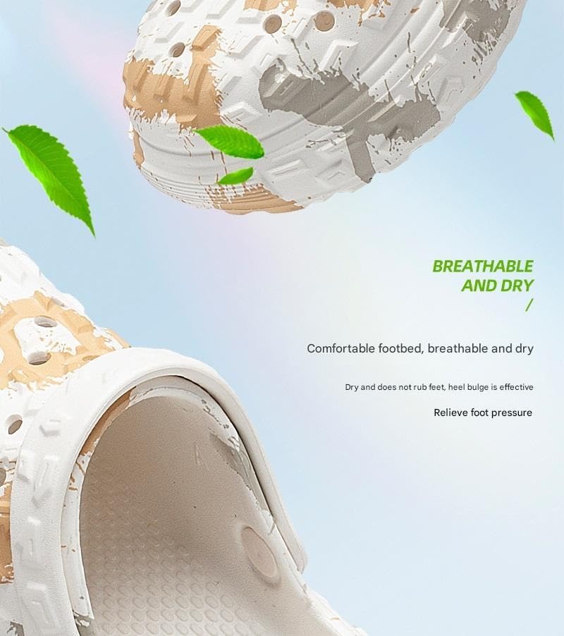 Men's Summer Tire Tread Sandals - Breathable Non-Slip Outdoor Sandals - Soft Thick-soled Casual Beach Slippers for Everyday Wear(White,24-24.5cm)3