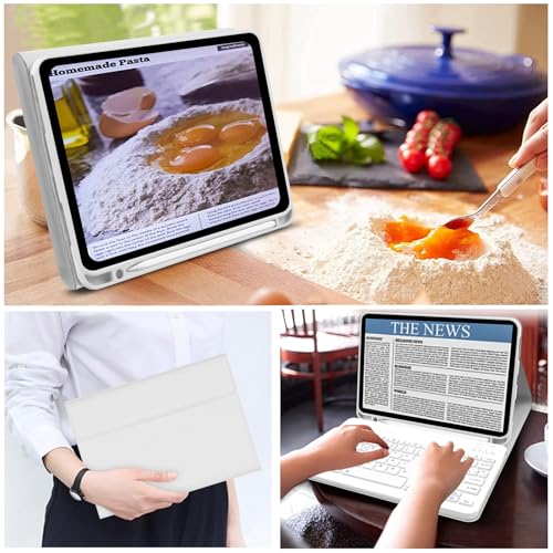 Funda con Teclado Español Ñ para iPad 10.ª Generación 2022, iPad 10,9 Pulgadas con Teclado, Ultra Delgada Funda con Portalápices,Teclado Bluetooth Magnético Desmontable para 10.ª Gen 2022- Gris - imagen 7