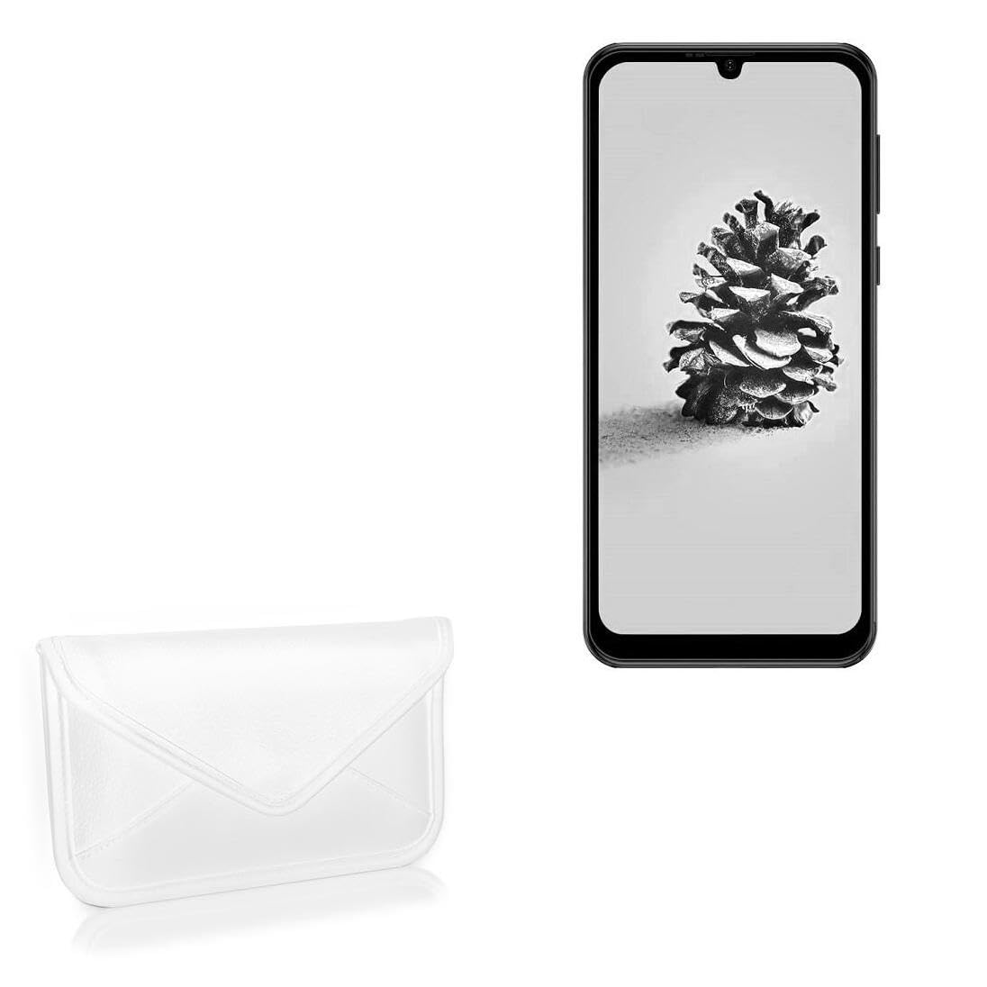 BoxWave Case Compatible with Ulefone Note 6T - Elite Leather Messenger Pouch, Synthetic Leather Cover Case Envelope Design - Ivory White