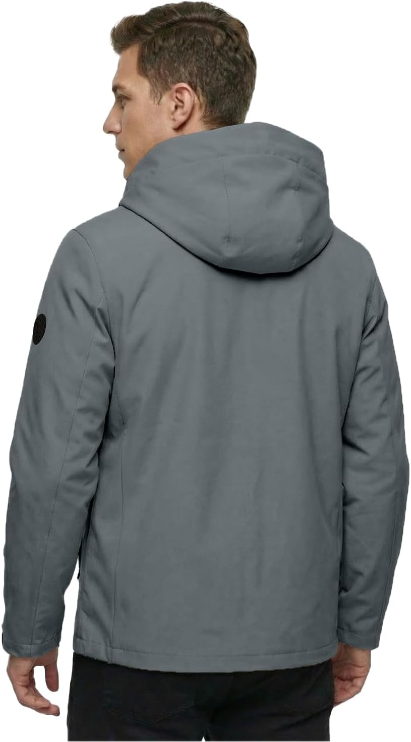 Non-Bulky Thermal Winter Outerwear Jackets for Men Cold Weather with Hood Water Wind Rainproof for Outdoor Casual